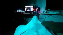 play Drie vibrators orgasme: nat sperma in strak ondergoed